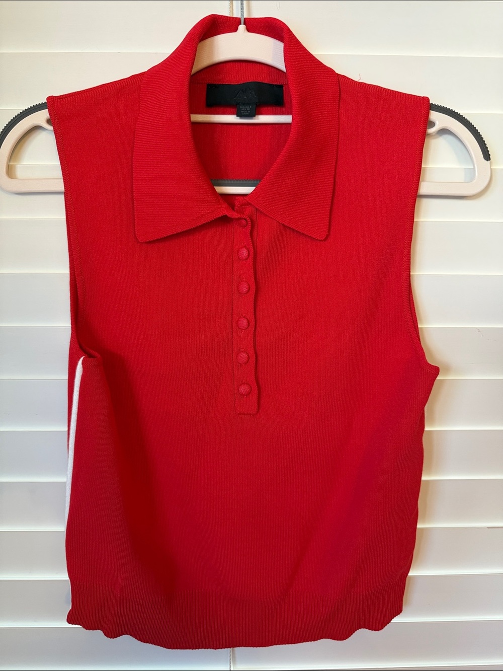 Zara Red Sleeveless Polo Knit Top